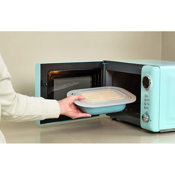 Кругла прямокутна миска Mepal Multi Bowl - Посуд для мікрохвильової печі - Підходить як герметична коробка для зберігання в холодильнику, посуді для мікрохвильової печі та як контейнер для зберігання продуктів - 2000 мл - Яскраво-синій