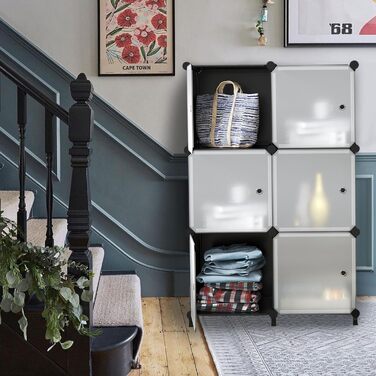 Модульний стелаж AWTATOS, 6 кубів, комбіновані полиці з дверима, багатофункціональна система полиць своїми руками для вітальні, спальні, ванної кімнати, чорний ULPZ008