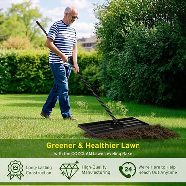 Гребінь-рівняльник для газону, інструмент для вирівнювання ґрунту, легке вирівнювання та догляд за газоном для саду, подвір'я, гольф-поля, 90x30x210 см