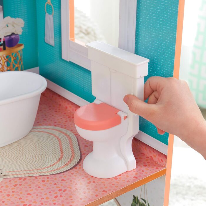 Дерев&39яний ляльковий будиночок KidKraft Camila з меблями та аксесуарами, ігровий набір з котом, ліфтом та басейном для ляльок 30 см, іграшка для дітей віком від 3 років, 65986 - ексклюзивно на Storeo