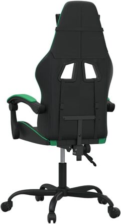 Ігрове крісло, чорне/зелене, регульоване по висоті, 57,5 x 59,5 x 121-131 см, офісне крісло зі штучної шкіри, функція відкидання, поворот на 360, металевий каркас, 57,5 x 59,5 x (121-131) см (Ш x Г x В), зелене