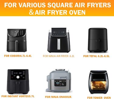 Аерофритюрниця Hivio з силіконовою формою для фритюрниці Cosori 5.5 л xxl/6.4 л, 2 шт. 22 см аксесуари для фритюрниці багаторазова мультипіч силіконова форма для мультипечі Philips XXL/Ninja Speedi