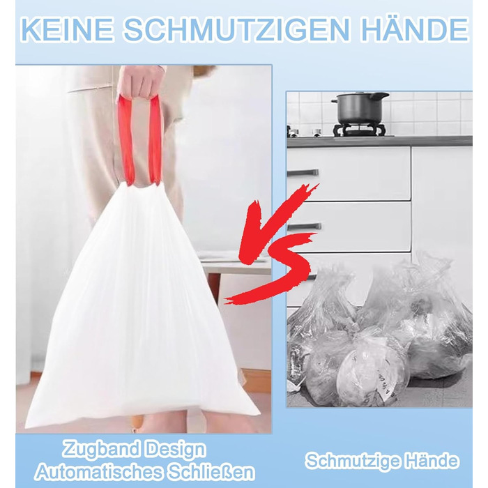 Білі сміттєві пакети об&39ємом 35 л зі шнурком, стійкі до розриву сміттєві пакети для кухні, 50 шт. сміттєвих пакетів з ручкою для перенесення