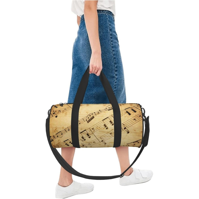 Спортивна сумка-мішок для подорожей з нотним принтом, чорна, універсальний розмір, дорожня сумка
