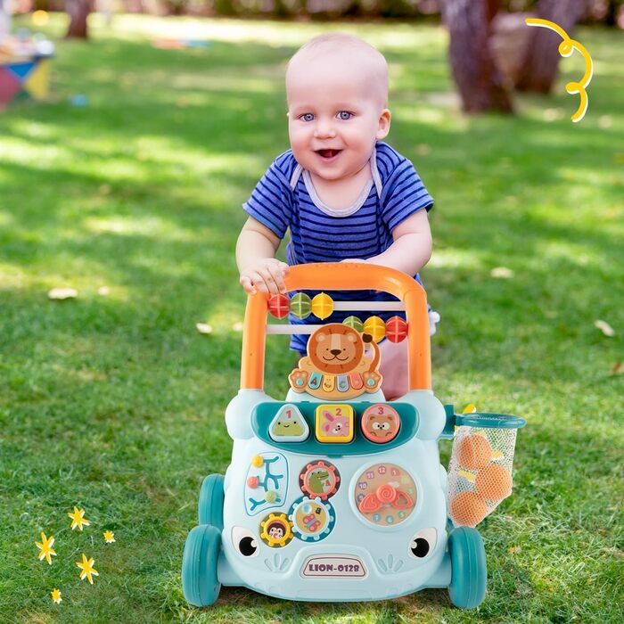 Дитячі ходунки MalPlay, іграшкові ходунки, багатофункціональна іграшка для малюків, іграшкові ходунки для дітей, музичні ходунки для активності