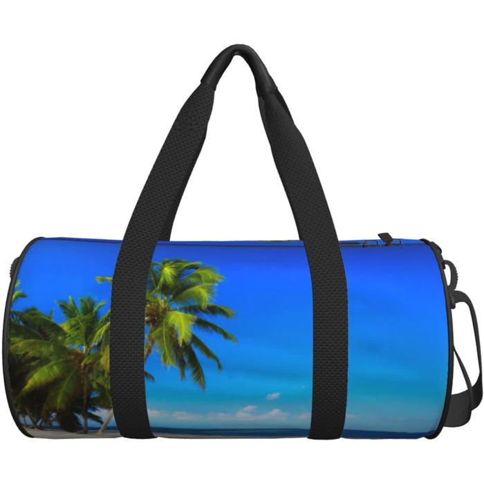 Біла Тигриця Містка дорожня сумка для подорожей, легка та довговічна, ідеальний подарунок для походів, відпустки, ділових поїздок та іншого. Дизайн пальми та чисте море, універсальний розмір.