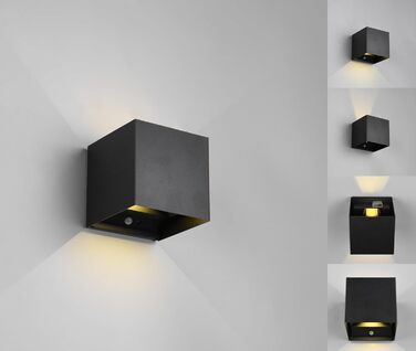 Стільний LED-бра на акумуляторі Reality Talent R27759132, матовий чорний метал, магнітне кріплення, 2 шт. 0.5 Вт, датчик сутінків та руху, двостороннє освітлення (вгору та вниз), зарядка USB-C