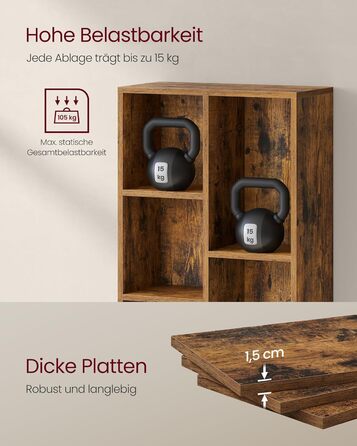 Книжкова шафа VASAGLE, книжкова полиця, з 7 відділеннями, офісна полиця, кубічна полиця, окремостояча полиця, для вітальні, спальні, офісу, дитячої кімнати, вінтажний коричневий LBC27BX Вінтажний коричневий 7 відділень (24Г x 50Ш x 106В см)