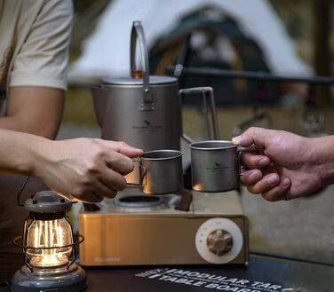 Титанова кружка Boundless Voyage, кемпінгова кружка, посуд для кемпінгу з відкритим вогнем, 120 мл та 180 мл, набір чашок для чаю, вина, кави, пива та пивної кружки без кришки Ti3053D