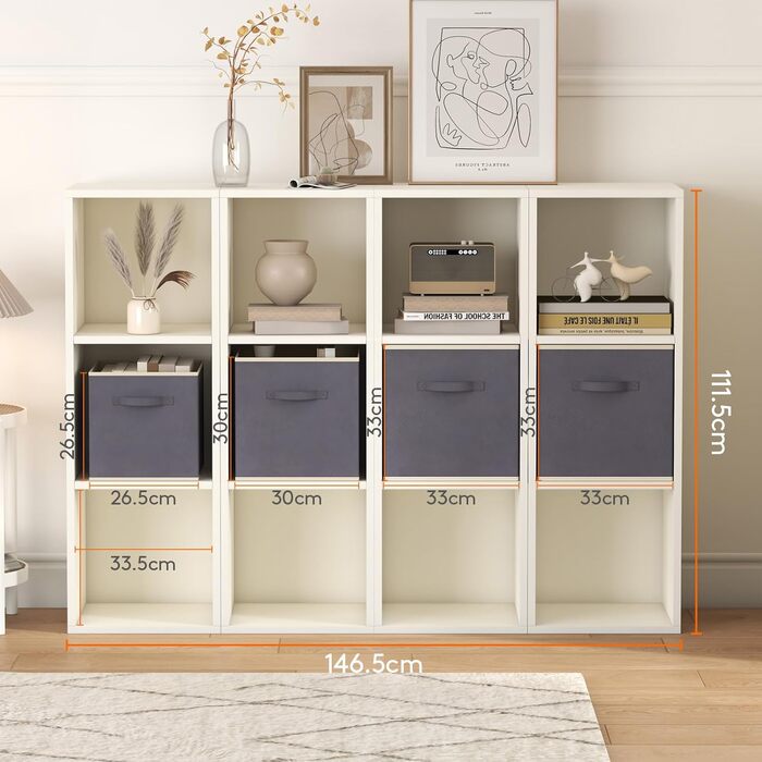 Коробка для зберігання Lifewit Fabric, складні куби для зберігання об&39ємом 18 л, органайзери з нетканого матеріалу з ручкою для полиць-кубів, вставка для полиць, 8 предметів, 26,5 x 26,5 x 28 см, сірий