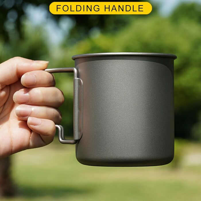 Легкий металевий кухоль з складною ручкою, посуд для пікніка та подорожей, 550 мл