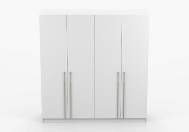 Шафа з розпашними дверима, Шафа - Шафа для спальні - 57 x 200 x 210 см - Шафа для вітальні, Вішалка для пальто, Тумба з полицями та двома вішаками для одягу - Біла