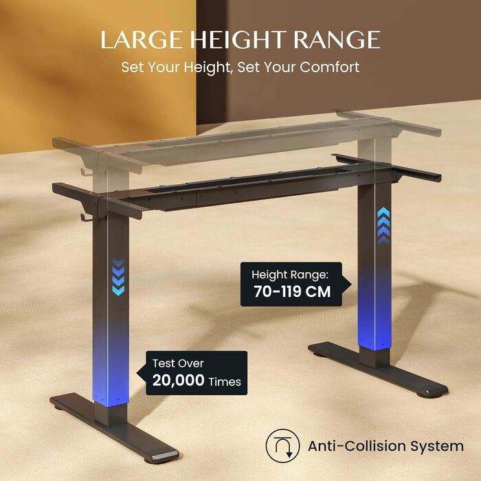 Каркас столу FLEXISPOT з регулюванням висоти, електричні ніжки столу з 2 двигунами, світлодіодним індикатором висоти та 4 функціями пам&39яті, включаючи 2 гачки та органайзер для кабелів, чорний. Каркас столу E1 PRO нова версія, благородний чорний.