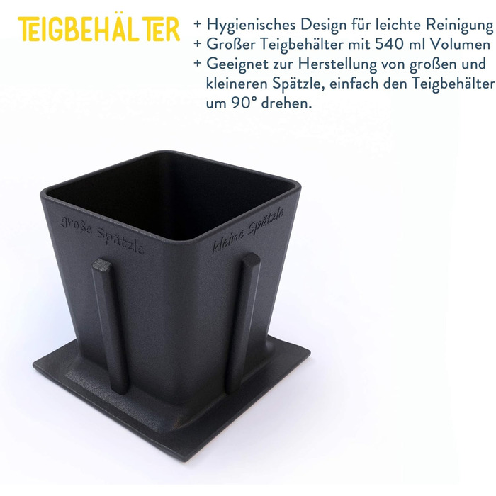 Слайсер Rhrspatz з нержавіючої сталі Spaetzle з функцією перемішування, дуже великий контейнер для тіста, готуйте шпецле в 4 рази