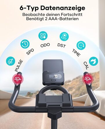 Оновлення 2026 р. Велотренажер із застосунком та пульсометром, ергометр із системою амортизації, надзвичайно тихий &lt20 дБ, регульований магнітний опір, маховик 15 кг, домашній тренажер до 160 кг, небесно-блакитний