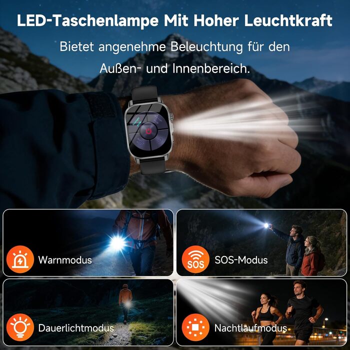 Чоловічий смарт-годинник з ЕКГ/BAT/ІМТ/ВСР/сечовою кислотою/світлодіодним підсвічуванням, 2.0-дюймовий годинник для здоров&39я з 24-годинним вимірюванням артеріального тиску, SpO2, монітором серцевого ритму, температурою тіла, монітором сну/апное, екстрен