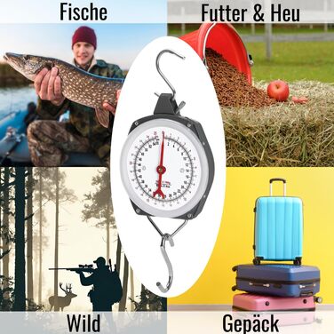 Швидкі ваги зі стрілкою, ваги з ударостійким металевим корпусом та передньою частиною з плексигласу, включаючи два гачки з нержавіючої сталі, 100 кг, 103108