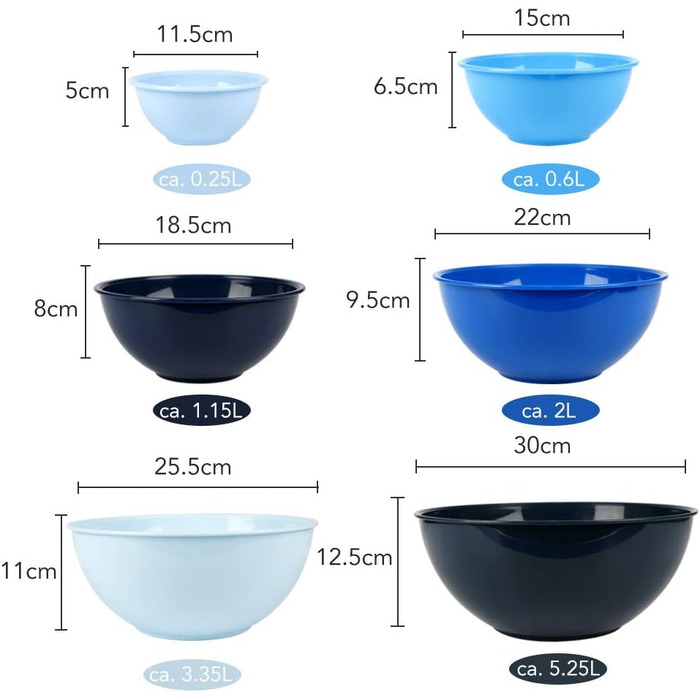 Набір мисок для змішування BoxedHome з кришками, миски для змішування, упаковка з 12 мисок для змішування, пластикова салатниця Не