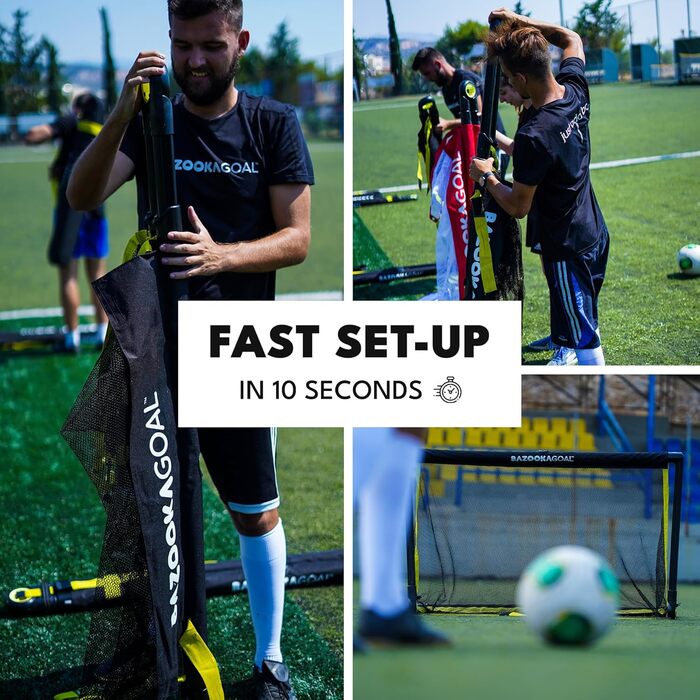 Ворота BazookaGoal Original Solid Frame Pop-Up - Складані міні-футбольні ворота для дітей та дорослих - Портативні футбольні ворота - Легке складання та стійкість 1,20 x 0,75 м Чорний колір