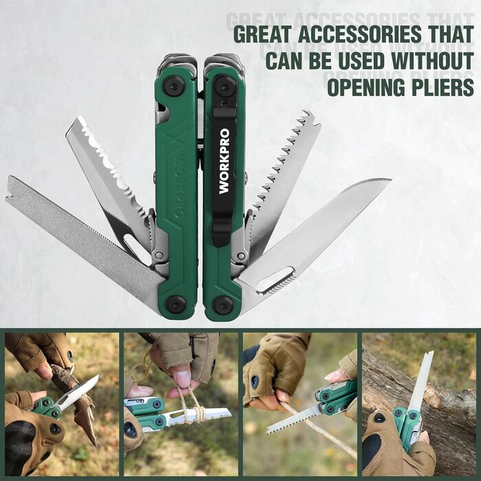 Багатофункціональні плоскогубці WORKPRO, багатофункціональний інструмент 18 в 1 Складаний багатофункціональний інструмент з нержав