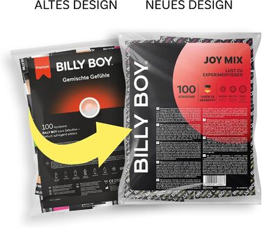 Презервативи BILLY BOY Joy Mix, 100 шт. 52 мм, 56 мм, 55 мм (62 мм зверху) 5 типів презервативів (1 x 100 шт. )