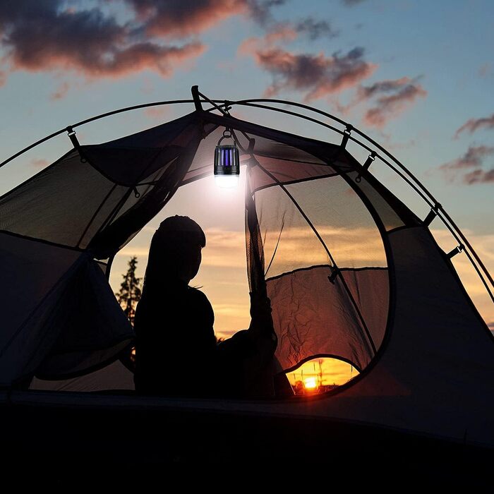 Засіб від комарів Exbuster 2 шт. УФ-засіб від комах 2-в-1 та ліхтар для кемпінгу з акумуляторною батареєю, USB (лампа від комарів, вуличний засіб від комах з акумуляторною батареєю, настільна лампа з батареєю)