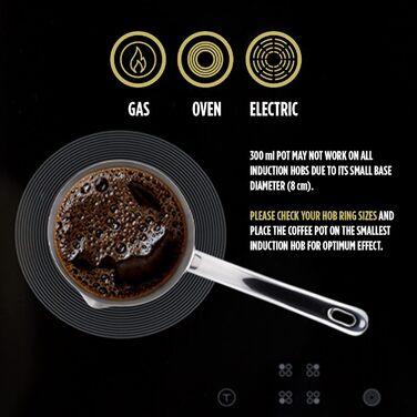 Індукційний горщик мокко з нержавіючої сталі ROSMARINO 300 мл - сучасний турецький кавник Cezve з 3-шаровою сталевою основою (300