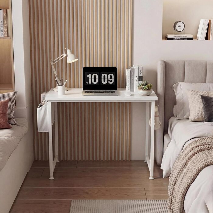 Білий Маленький письмовий стіл для спальні Дитячий навчальний стіл для дому, офісу, спальні, невеликих приміщень, 81,3 см, Сучасний міні-стіл для ноутбука, білий 80 x 50 см