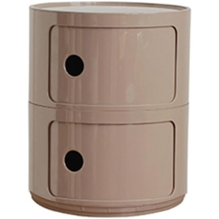 Кругла тумбочка для ліжка, контейнер з 2/3/4 відділеннями, сучасна тумбочка з шухлядами та розсувними дверима, для спальні, багаторівнева пластикова тумбочка, модуль для зберігання, комод кольору кмину, 2 рівні, 2/3/4