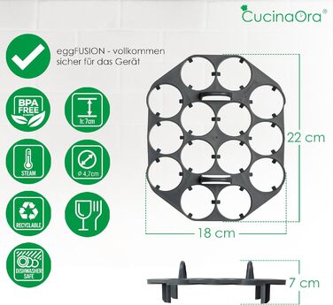 Тримач для яйцеварки CucinaOra eggFUSION - Аксесуари Thermomix tm6 - Тримач для яєць Thermomix до 14 яєць - Тримач для яєць для приготування їжі - Thermomix TM5 TM31 - Сумісний з кухонними аксесуарами MC Smart Connect
