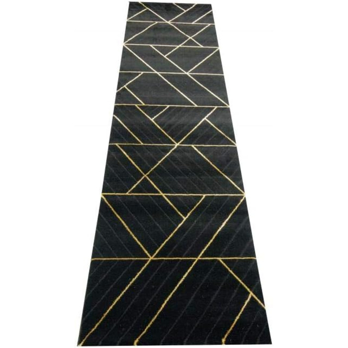 Килим для вітальні сучасний килим геометричний візерунок чорне золото розмір 240 x 340 см
