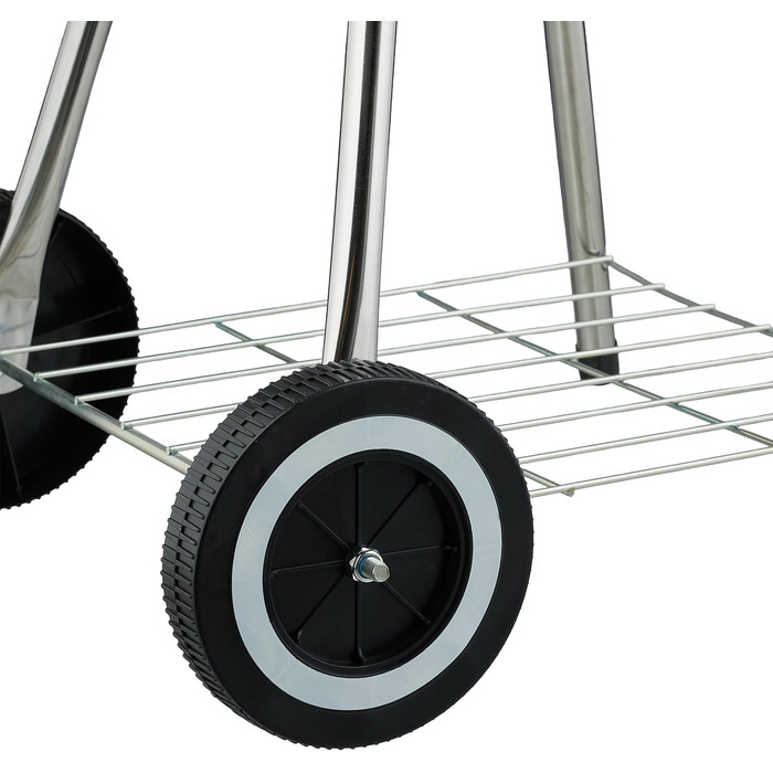 Вугільний гриль-куля, діаметр 44 см, решітка для грилю, гриль-куля з попільником, вугільний гриль на колесах, BBQ, чорний