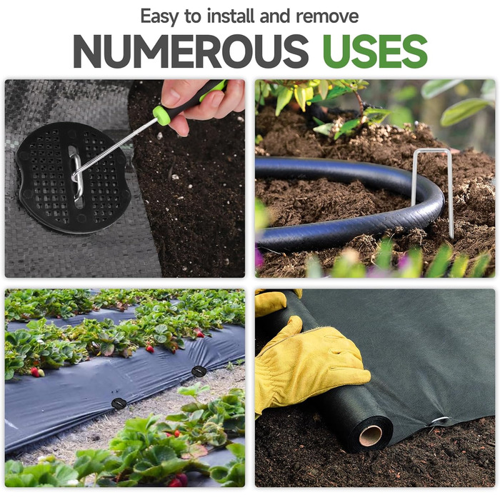 Набір ландшафтних стайней, 6-дюймові 11-каліброві 50 шт. оцинковані садові скоби та 50 шт. прокладок 1 гачок для вибору, U-подібні кілки для намету, ландшафтні тканинні штифти SOD для тканинного бар&39єру від бур&39янів, ґрунтового покриття, огорожі