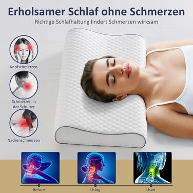 Подушка BedStory з піни з ефектом пам&39яті, регульована по висоті подушка для шиї, ергономічна подушка, подушка для сну на боці для спини та живота (60x36x12/10 см) 36x60x10/12 см