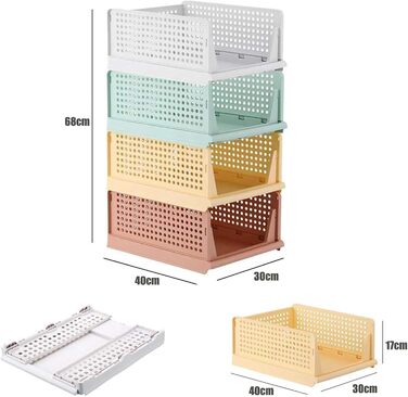 Елементний штабельований складний гардероб для зберігання ящиків шафа-органайзер ящик пластикові ящики для зберігання для дому спальня кухня 4 кольори та білий, 8-