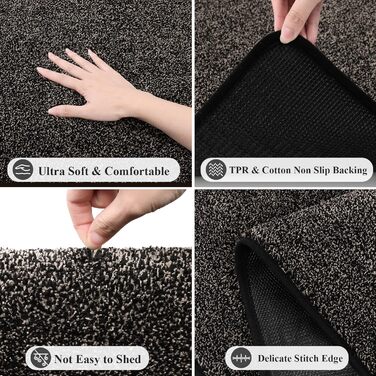 Килимова доріжка 80x200 см, що прається, для передпокою, нековзний килим для пральної машини, для передпокою, кухонна доріжка для вхідної зони, спальні, коридору, чорно-сірого кольору, чорно-сірого кольору, 80 x 200 см