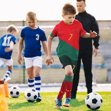 Дитяча футбольна майка, футбольні майки, футбольна футболка, шорти, комплект дитячої футбольної майки з щитками для гомілок, шкарпетками та брелоком для хлопчиків, червоний, 6-7 років