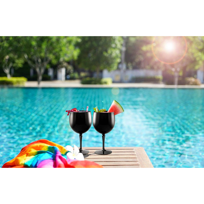 Преміум пластик небиткий багаторазовий 45cl, 4 шт. и 4 Count (Pack of 1) Стакани для коктейлів Balloon Gin Glasses Black