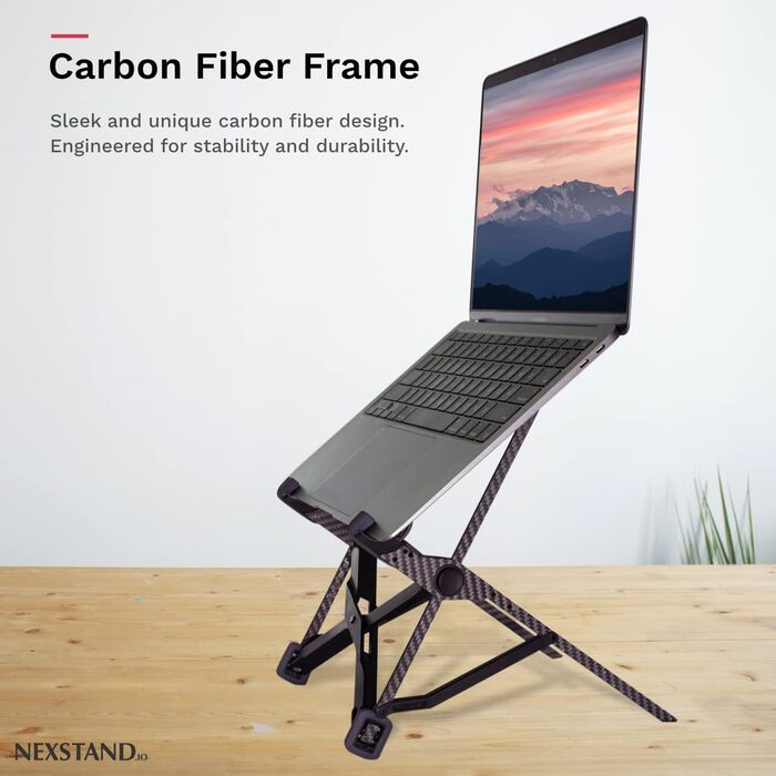 Складана підставка для ноутбука з карбону, портативна, 7 рівнів регулювання висоти, ергономічна. Підвищення для ноутбука на стіл для MacBook та інших моделей., 1