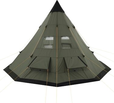 Намет CampFeuer Tipi Tent Spirit для 4 осіб Індіанський намет для кемпінгу, походів, водяний стовп 3000 мм Намет-гребень, намет-піраміда, круглий намет Груповий намет, кемпінговий намет, сімейний намет, коричневий/світло-коричневий