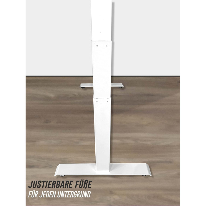 Стіл з регульованою висотою (610x1250 см) - Стіл для роботи сидячи/стоячи з портами зарядки - Каркас столу з електричним регулюванням висоти та сталевими ніжками - Стіл з регульованою висотою, білий 610-1250 мм 2 ніжки білий