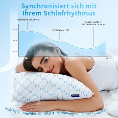 Подушка, подушка з піни з ефектом пам&39яті, охолоджувальна подушка, подушка для плоскої шиї, ортопедична подушка для сну на боці (синя хвиля, 40x60 см) Синя хвиля 40x60 см