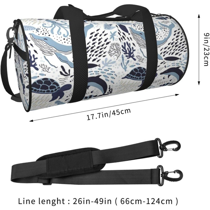 Дорожня сумка-циліндр з морським принтом (черепахи/восьминоги), спортивна сумка для чоловіків та жінок, сумка для подорожей та спорту