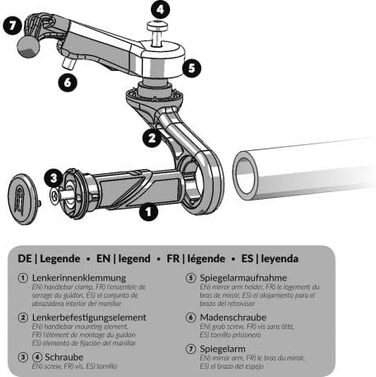 Складане велосипедне дзеркало ViD KF Cross Type B, внутрішній затискач 70300011