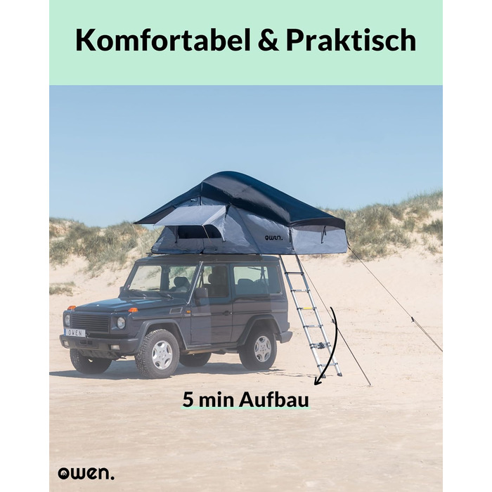 Намет на дах Owen Two Доступний з опцією тенту Кольори на вибір Просторий, комфортний намет на дах автомобіля Ідеально підходить для кемпінгу з автомобілем Універсальний аксесуар для кемпінгу Сірий з тентом