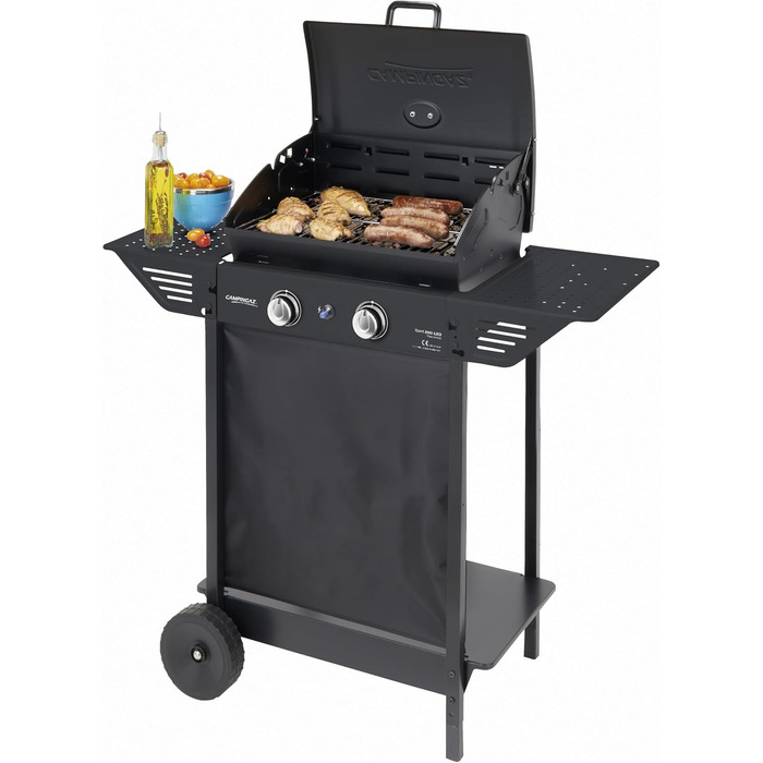 Газовий гриль Campingaz Xpert 200 LXD BBQ-візок з 2 алюмінізованими пальниками Кришка з термометром Потужність 7.1 кВт Решітка для підігріву 2 складані бічні столики