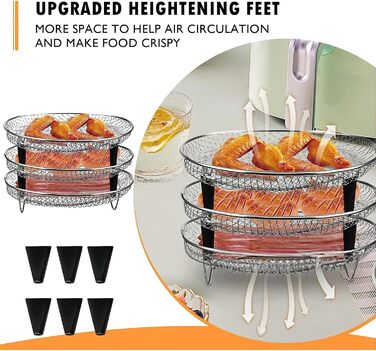 Шарова стійка для аерофритюрниці Konesky, кошик для фритюрниці з нержавіючої сталі, аксесуари для аерофритюрниці, штабельовані, решітки дегідратора для духовки, мікрохвильова піч, випічка, смаження, Konesky6951, 3-