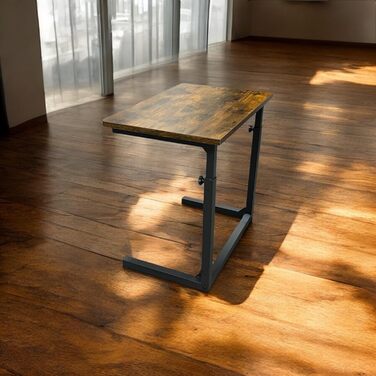 С-подібний журнальний столик для дивана з регульованою висотою, столик для ноутбука для дивана та ліжка, рустикальний коричневий