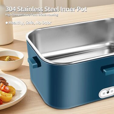 Електричний ланч-бокс 120 Вт 3-в-1 12 В/24 В/220 В Електричний ланч-бокс з підігрівом 1,8 л Портативний знімний ланч-бокс з вставкою та сумкою з нержавіючої сталі
