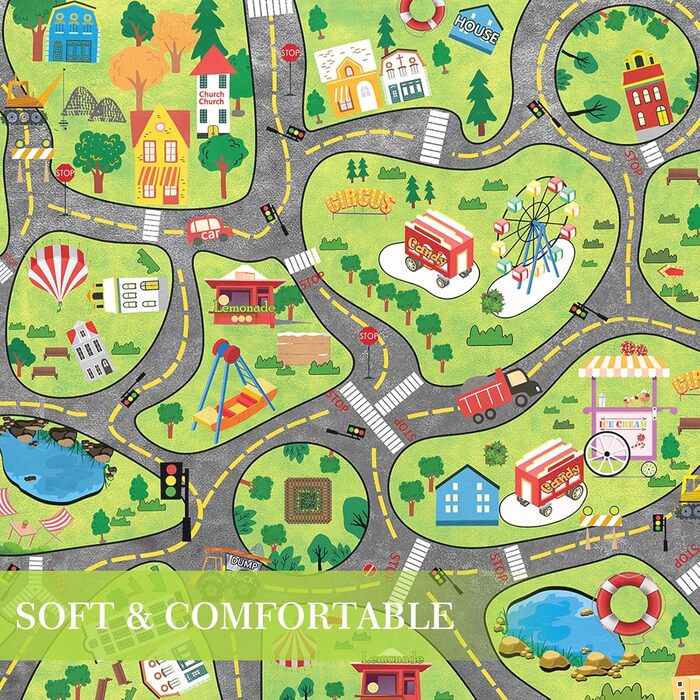 Килим для дитячої кімнати, ігровий килимок, дизайн вулиці/міста для хлопчиків та дівчаток, дитячий килимок, що прається, для дитячої кімнати, спальні та ігрової кімнати з протиковзкою підкладкою, 80x150 см, для дитячого майданчика 80 x 150 см